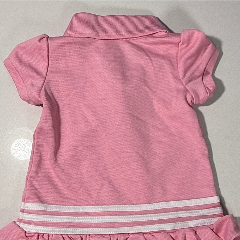 Adidas Polo Dress Baby Girls 9M Pink Excellent Ruffle Tiered 3-Stripe Logo - Picture 4 of 8